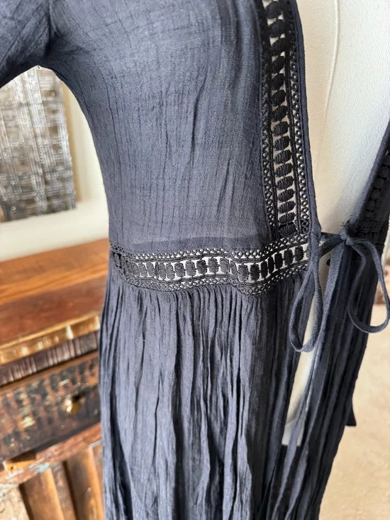 NWOT Aakaa Black Women's Swim Cover-Up Maxi Dress- size M - Picture 6 of 13